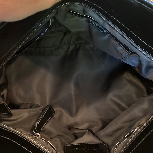 Authentic Burberry Patent Leather Beat Check Black Nylon Tote Bag - Picture 10 of 12